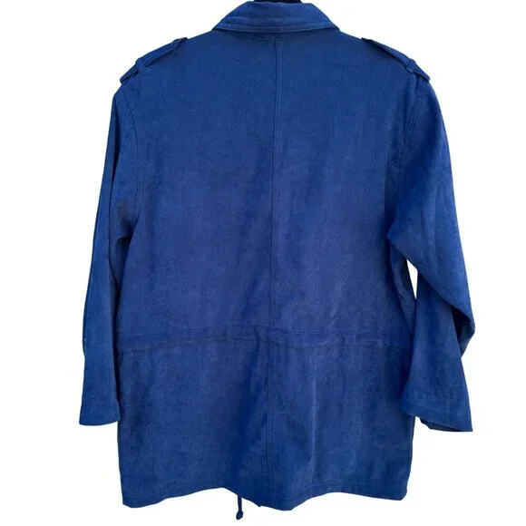 Denim & Co Vintage 80s Womens Blue Faux Suede Barn Chore Utility Work Jacket S‎ - Picture 4 of 10